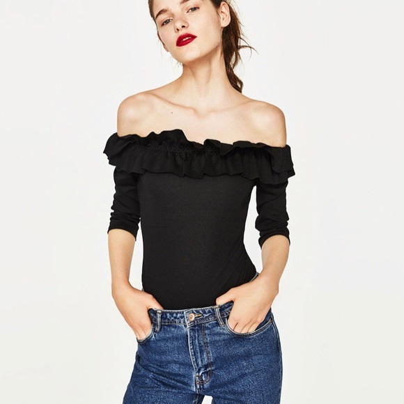 Zara Bodysuit with Frilled Neckline - Picture 1 of 4